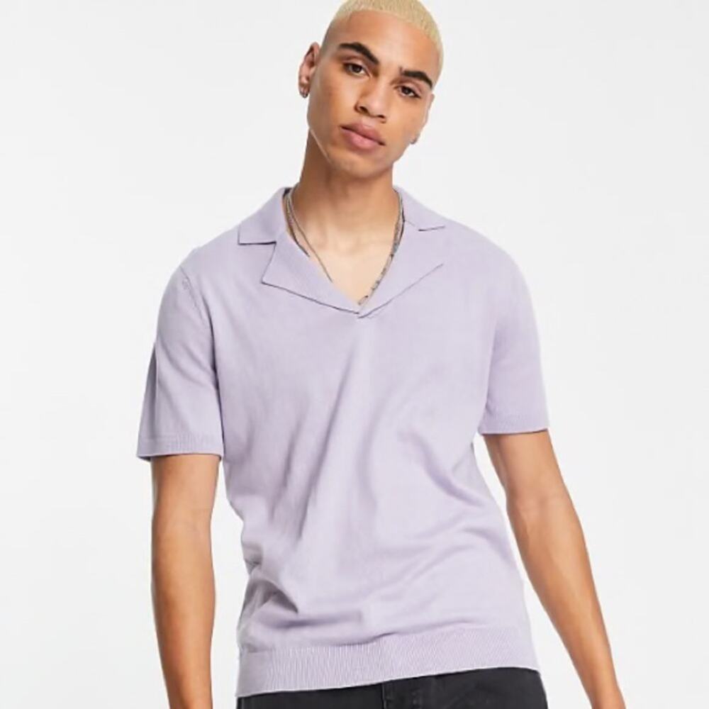 ASOS Lavender Knit Polo Size XL Tall